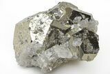 Shiny, Pyritohedral Pyrite Crystal Cluster with Barite - Peru #213651-1